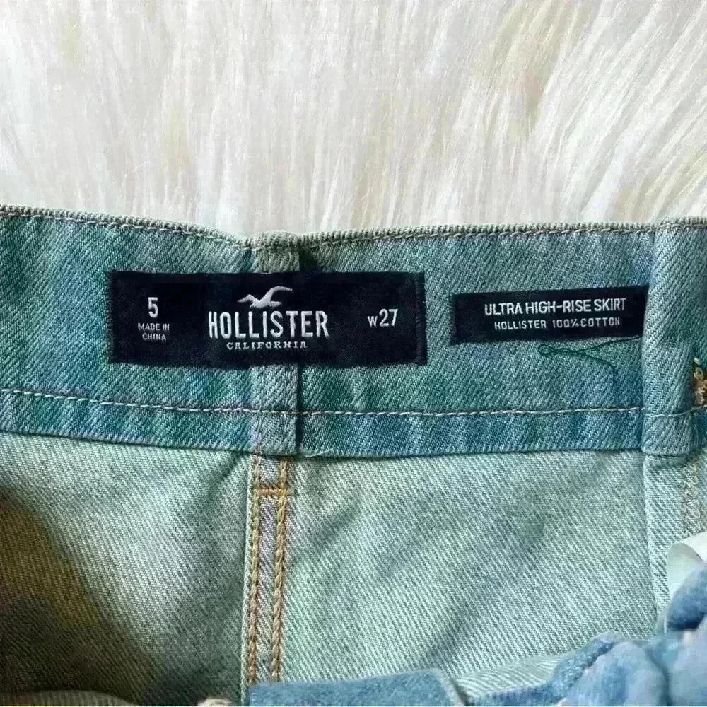 Hollister Paper Bag Waist Jean Skirt Ultra High Rise 27/5 - Picture 5 of 6